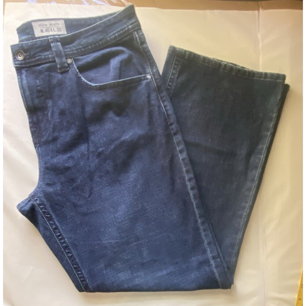 Axel Men's Slim Bootcut Stretch Jeans Dark Blue 40x32